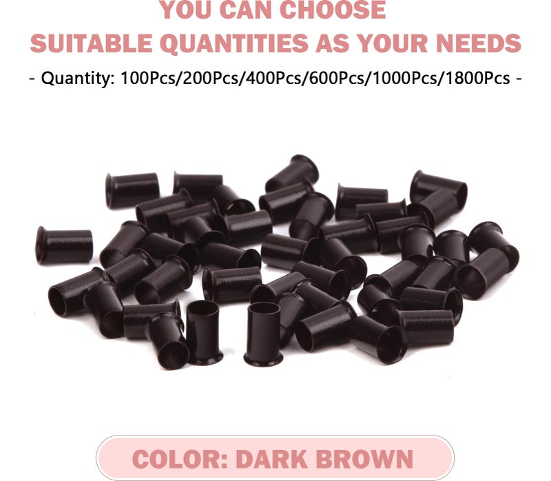 Vlasy Micro Rings Links Beads,3.4mm Microlink Beads Non-Silicone Copper Tubes Microbead for Hair Feathers,I-Tip Hair Extensions (1000Pcs, Dark Brown) - Image 2